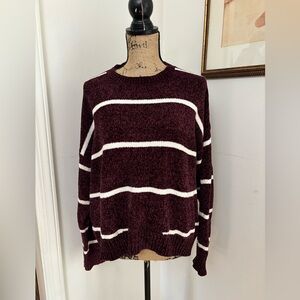 Moral Fiber Women's Burgundy Striped Sweater Size 2X